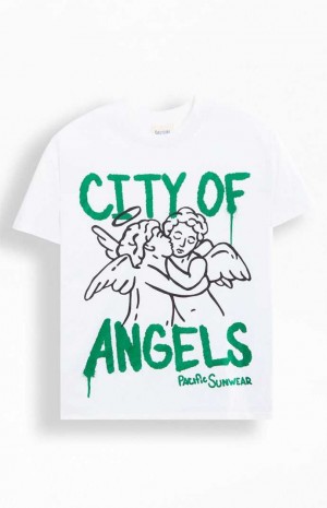 Pánské T-shirt PacSun City Of Angels Oversized Bílé | 81TCINKMU