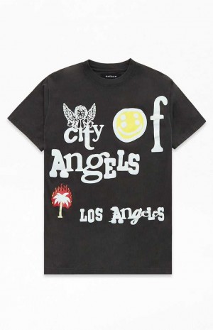 Pánské T-shirt PacSun City of Angels LA Černé | 86KOQMFAV