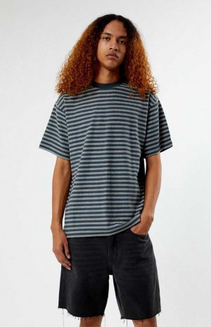 Pánské T-shirt PacSun Compass Pruhovaný Texture Šedé | 90LWXABFN
