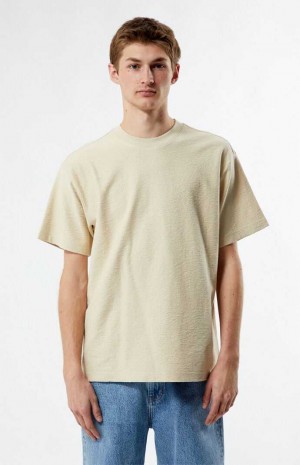 Pánské T-shirt PacSun Cream Grooves Krém | 13LHEQMNJ