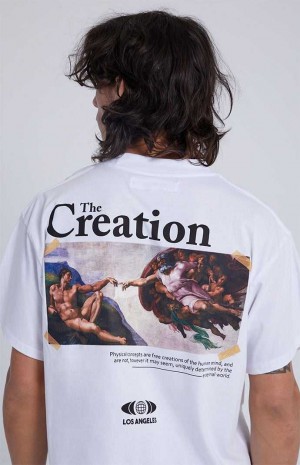 Pánské T-shirt PacSun Creation Oversized Bílé | 79ODKEAMF