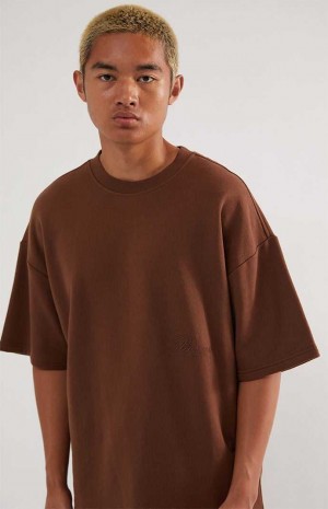 Pánské T-shirt PacSun Dark Brown Dive Fleece Tmavě Hnědé | 19IVUBMQG