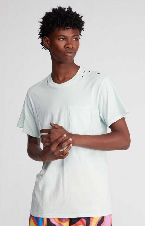 Pánské T-shirt PacSun Distressed Pocket Světle Blankyt | 35TBOUAQK