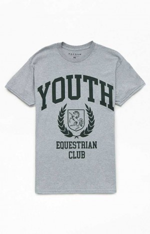 Pánské T-shirt PacSun Equestrian Club Šedé | 53DONVHFT
