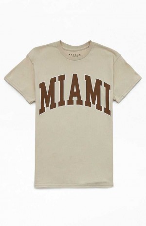 Pánské T-shirt PacSun Miami Prep Hnědé | 68NJGAUIL