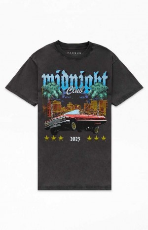 Pánské T-shirt PacSun Midnight Club Oversized Černé | 38CRGZJVW