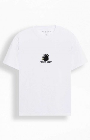 Pánské T-shirt PacSun Mostly Lucky Embroidered Bílé | 39APJDQMF