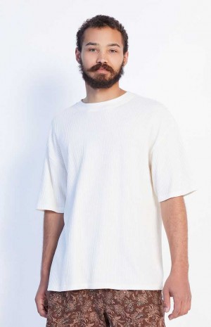 Pánské T-shirt PacSun Off White Boxy Waffle Bílé | 36NJYBQWR