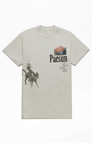 Pánské T-shirt PacSun Out West Bílé | 74OZLSHVT