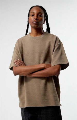 Pánské T-shirt PacSun Oversized Jacquard Knit Hnědé | 16PYIBFZE