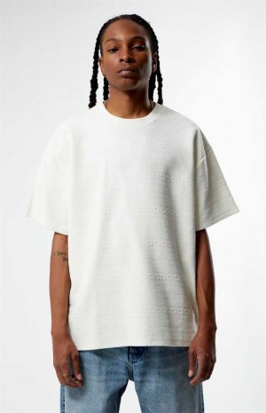 Pánské T-shirt PacSun Oversized Jacquard Knit Krém | 57HDVJZPI
