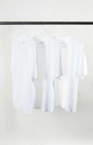 Pánské T-shirt PacSun PS Basics 3 Pack Basic White Oversized Bílé Bílé Bílé | 09NCMBKYA