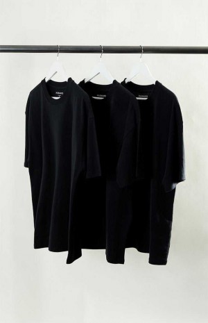 Pánské T-shirt PacSun PS Basics 3 Pack Basic Oversized Černé Černé Černé | 92AOWEGLI
