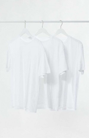 Pánské T-shirt PacSun PS Basics 3 Pack White Reece Regular s Bílé Bílé Bílé | 08MWIABDS