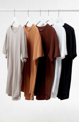 Pánské T-shirt PacSun PS Basics 5-Pack Scallop s Černé | 05RHGQJLM