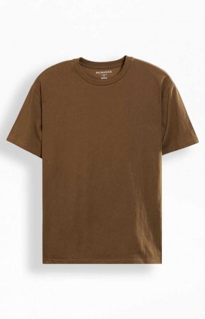 Pánské T-shirt PacSun PS Basics Brown Reece Regular Hnědé | 70LVRDPWT