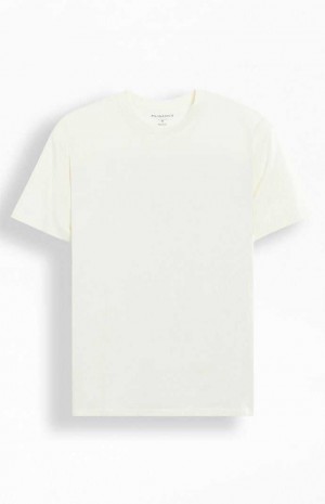 Pánské T-shirt PacSun PS Basics Cream Reece Regular Krém | 54SPOURBM
