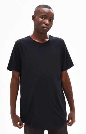 Pánské T-shirt PacSun PS Basics Willem Scallop Černé | 58ZMNXCHU