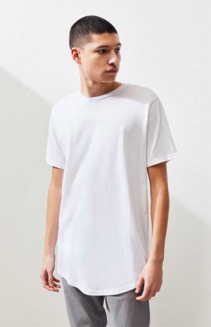 Pánské T-shirt PacSun PS Basics Willem Scallop Bílé | 89TMYWAUN