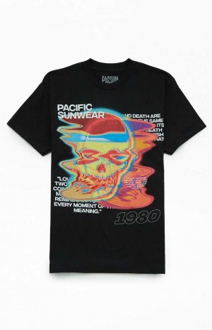 Pánské T-shirt PacSun Pacific Sunwear 1980 Skull Černé | 29ZHNWDAL