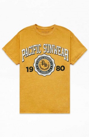 Pánské T-shirt PacSun Pacific Sunwear Arch Zlaté | 39EWHCZFN