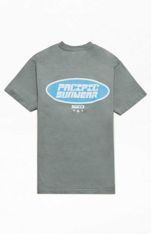 Pánské T-shirt PacSun Pacific Sunwear Badge Šedé | 86RDUFTOZ