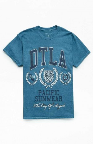 Pánské T-shirt PacSun Pacific Sunwear DTLA Blankyt Zelene | 64UCQPHOL