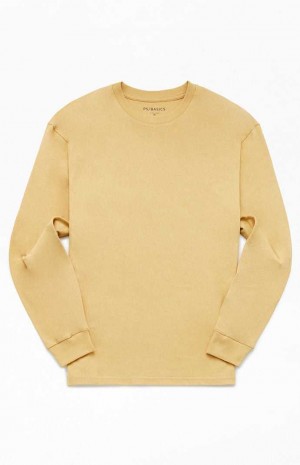 Pánské T-shirt PacSun Reece Basic Long Sleeve Hnědé | 89OSVLZJQ
