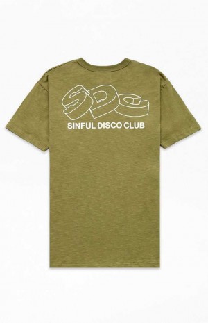 Pánské T-shirt PacSun Sinful Disco Slub Olivy Zelené | 18IMXOGLQ