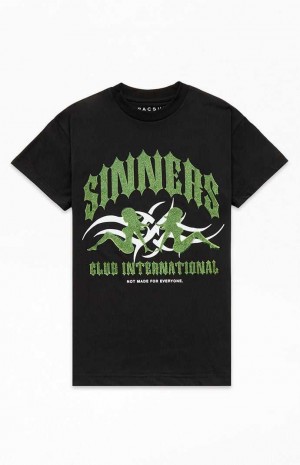 Pánské T-shirt PacSun Sinner Rhinestone Černé | 81EUSDWIY