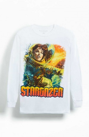 Pánské T-shirt PacSun Stargazer Long Sleeve Bílé | 27EYVRDAW