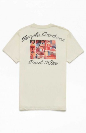 Pánské T-shirt PacSun Temple Gardens Stitch Krém | 85LZSANER