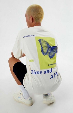 Pánské T-shirt PacSun Time & Place Oversized Bílé | 41ZWXHYFT