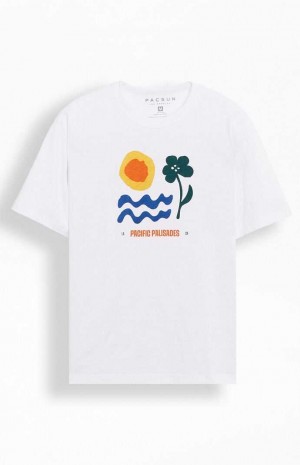 Pánské T-shirt PacSun White Pacific Palisades Slub Bílé | 70KHOMAVF