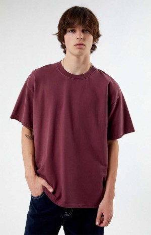 Pánské T-shirt PacSun Wine Oversized Terry Vínové | 14YMCAIRO