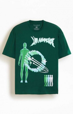 Pánské T-shirt PacSun With Care Oversized Zelene | 24HBOEYVA