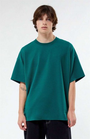 Pánské T-shirt PacSun Žebrovaný Oversized Zelene | 01VPQYDCL